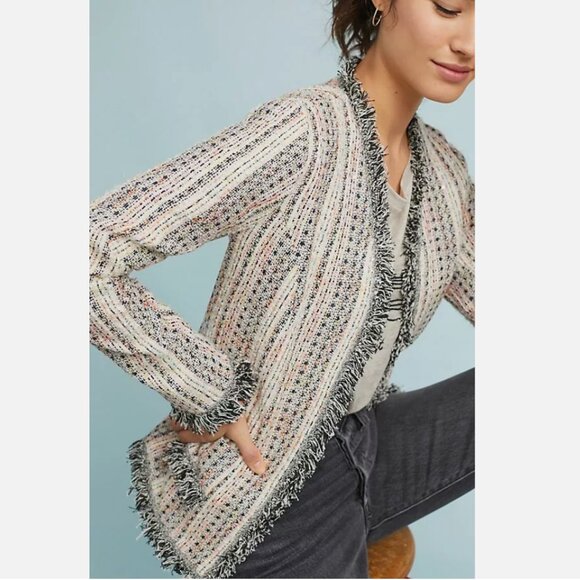 NEW Anthropologie + Eva Franco Reston Tweed Jacket size Large MSRP: $178